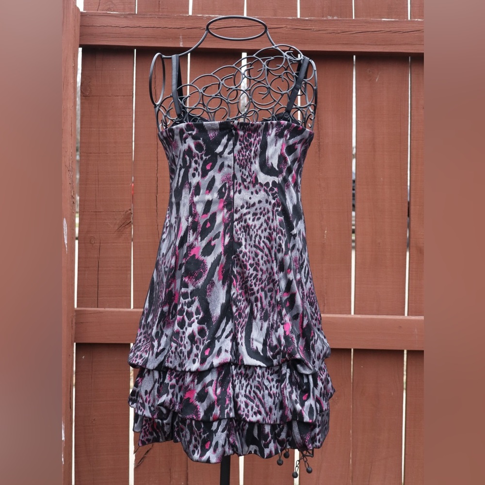 City Triangles Grey Black & Pink Leopard Print Cocktail/Party Dress - Picture 4 of 6